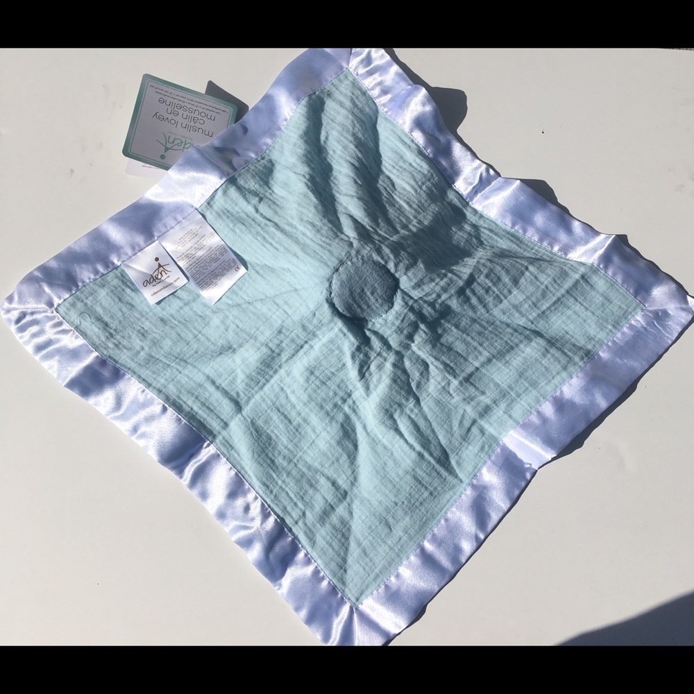 Bunny Lovey Aden By Aden + Anais Security Blanket Blue Muslin Solid Winter Sky - Picture 5 of 12
